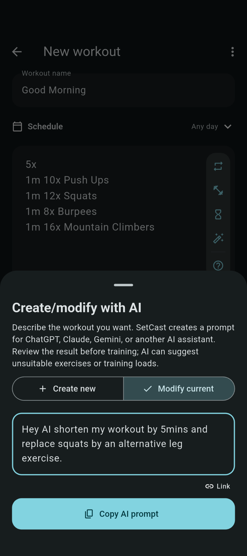 Using AI Prompt in SetCast