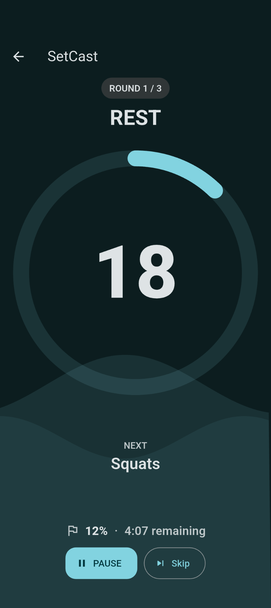 Rest screen in SetCast