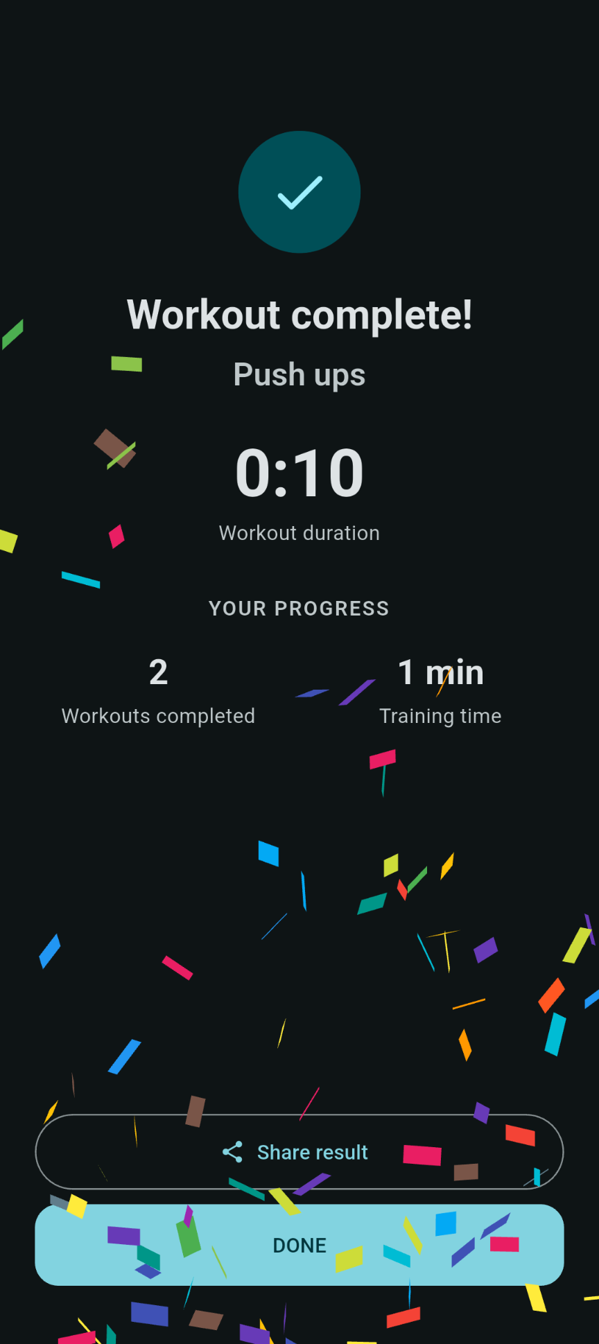 Completed workout in SetCast
